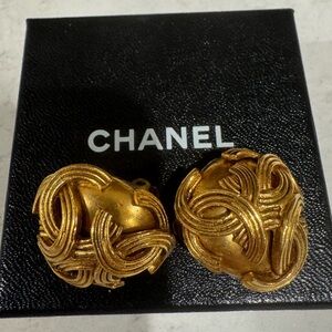 Chanel Gold Clip On Earrings 1994